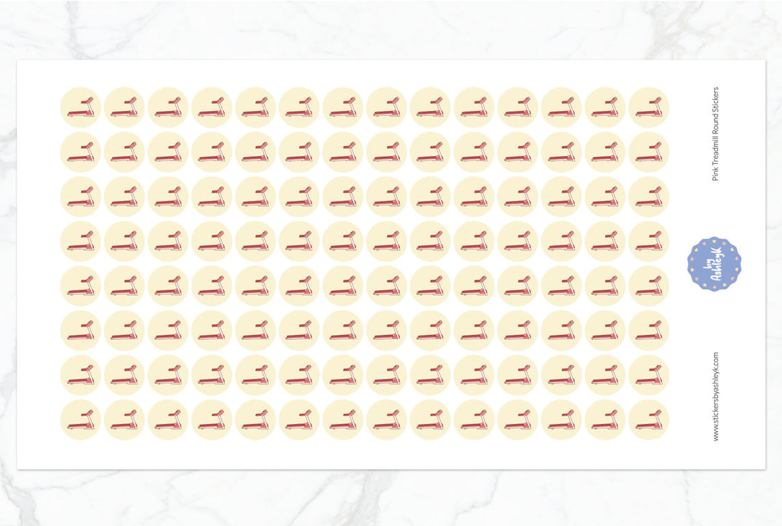 Pink Treadmill Round Stickers