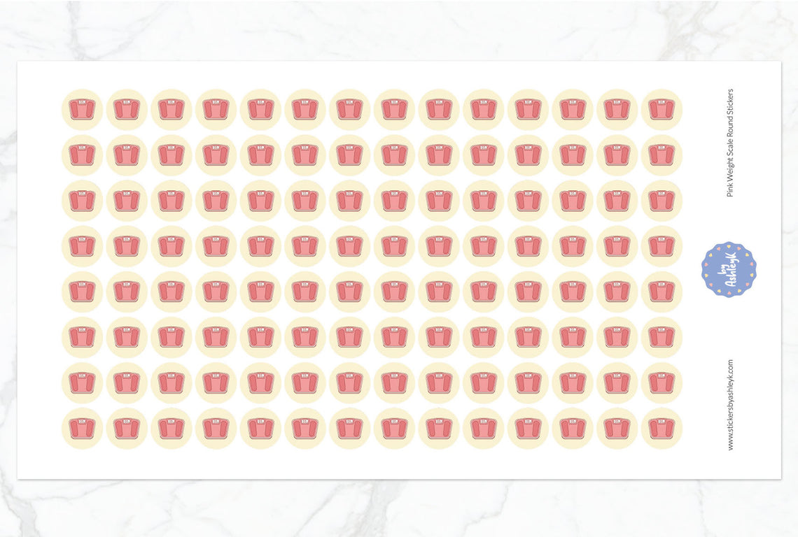 Pink Weight Scale Icon Round Stickers