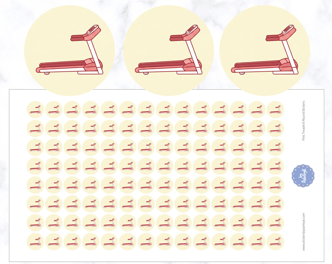 Pink Treadmill Round Stickers