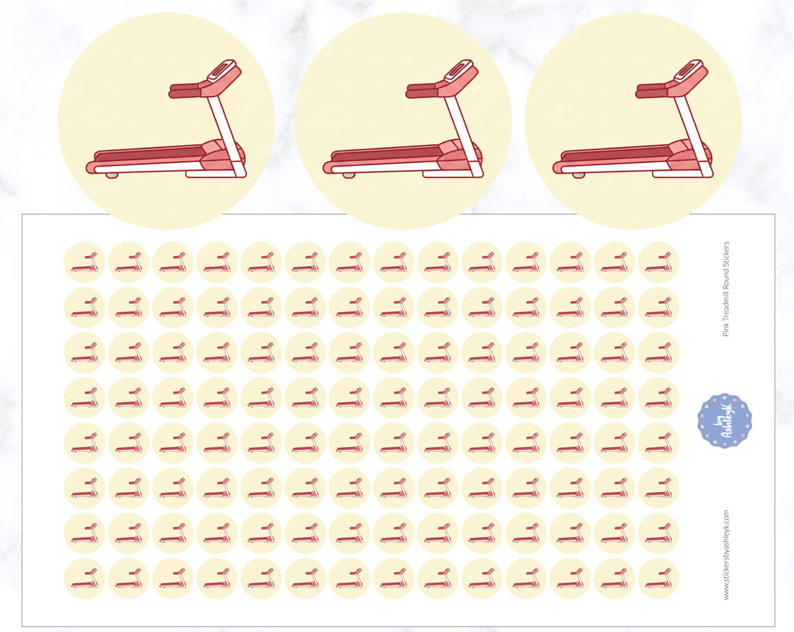Pink Treadmill Round Stickers