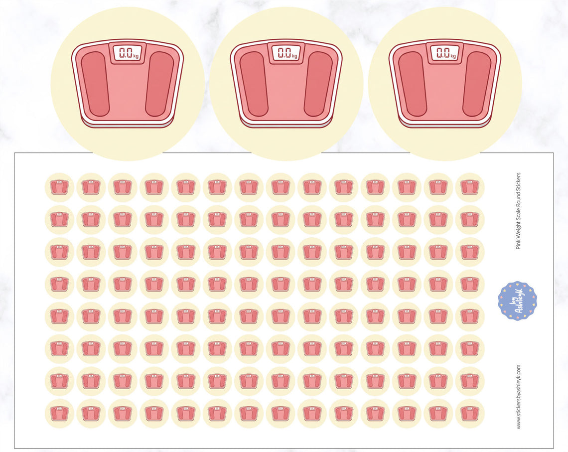 Pink Weight Scale Icon Round Stickers