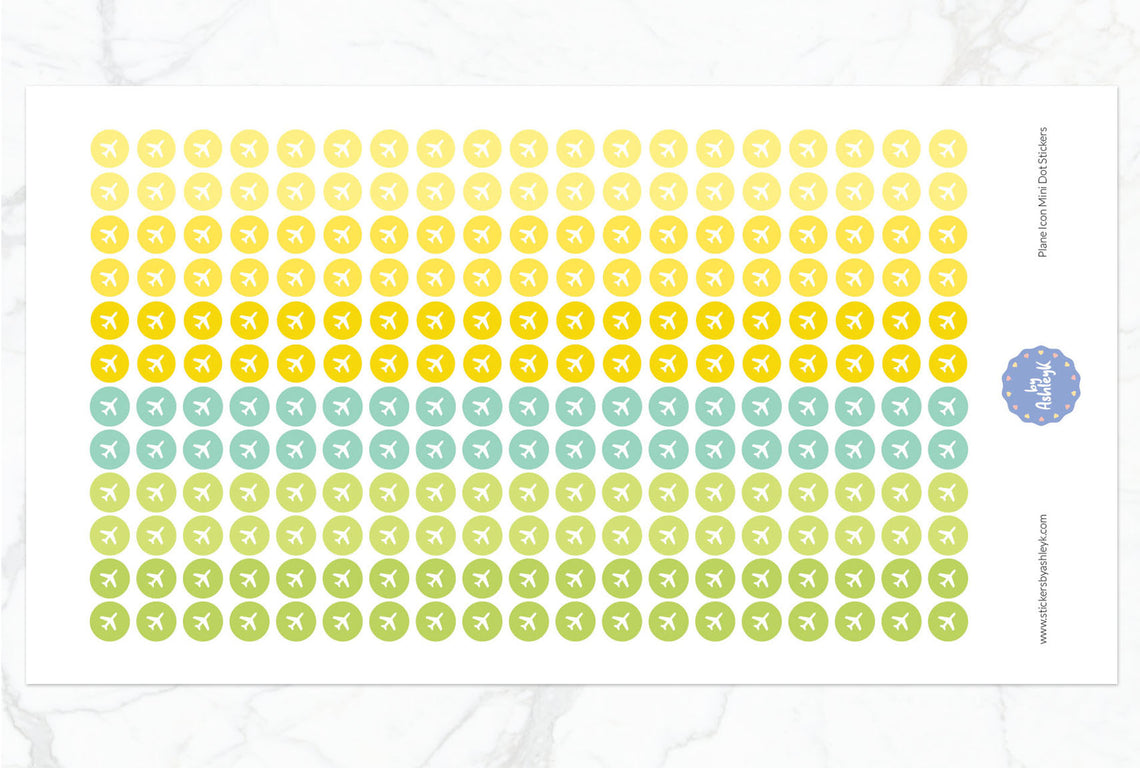 Plane Icon Mini Dot Planner Stickers - Lemon&Lime