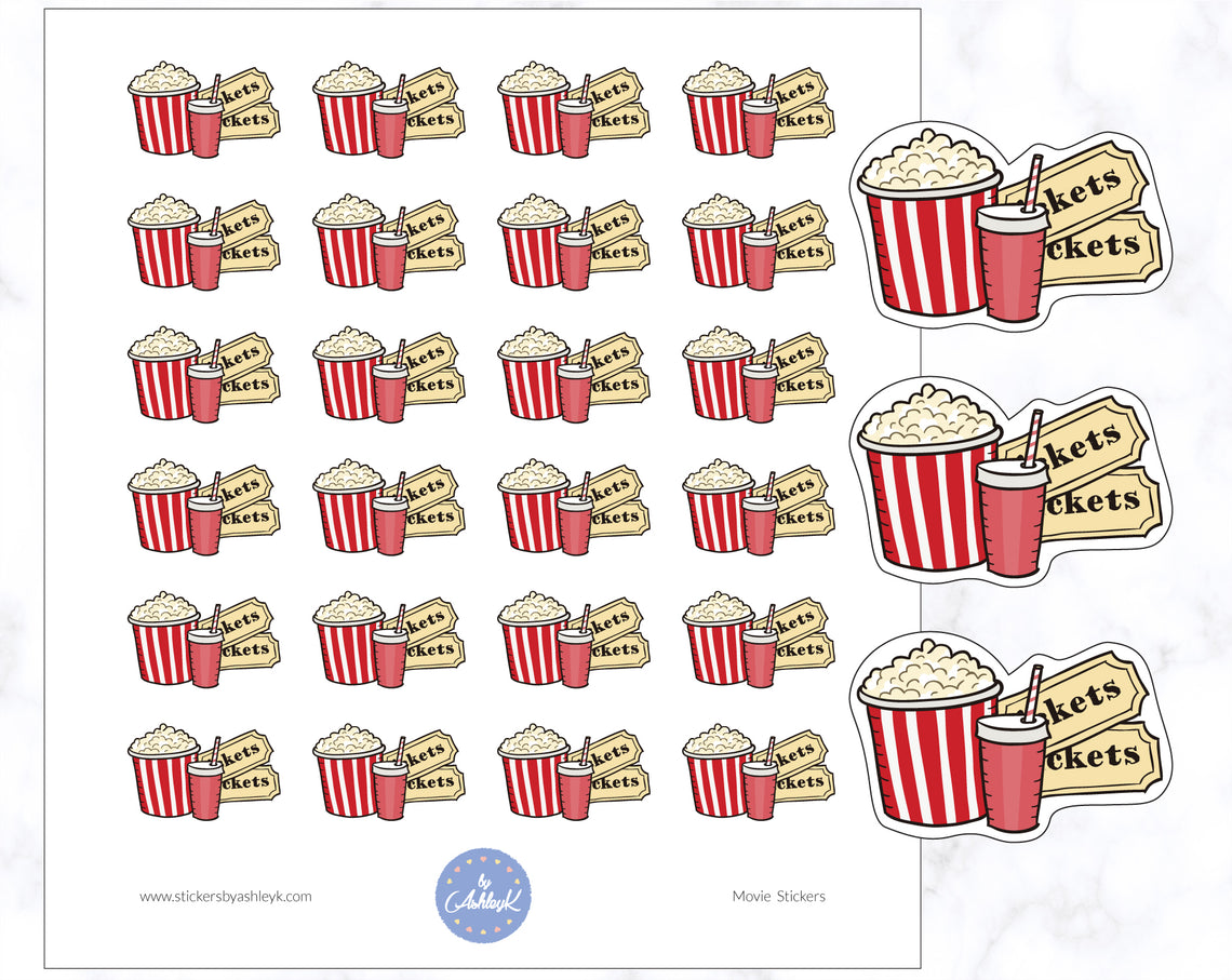 Popcorn Sticker Samples Popcorn Movie Stickers – Stickers by AshleyK
