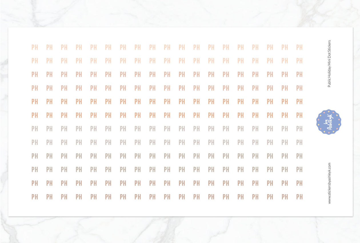 Public Holiday Mini Dot Planner Stickers - Beige Neutral