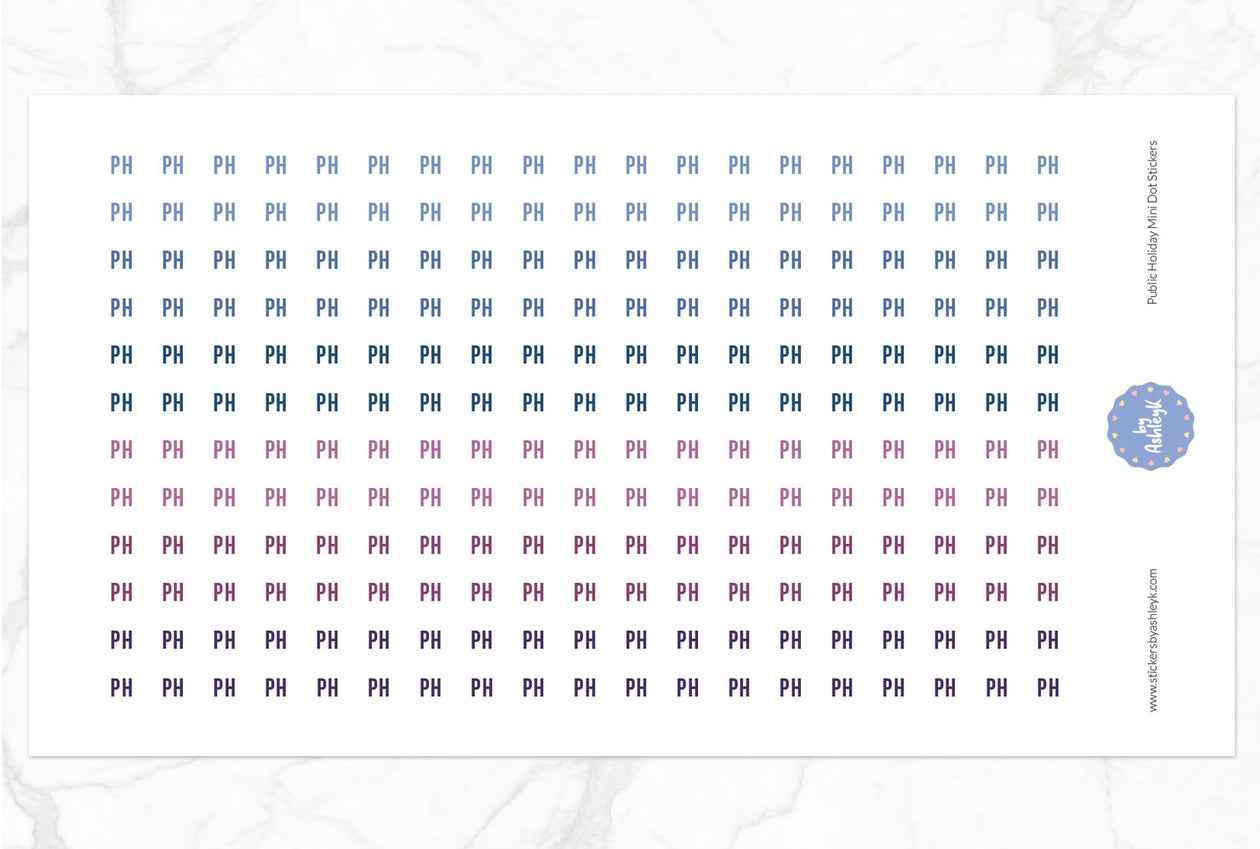 Public Holiday Mini Dot Planner Stickers - Blueberry