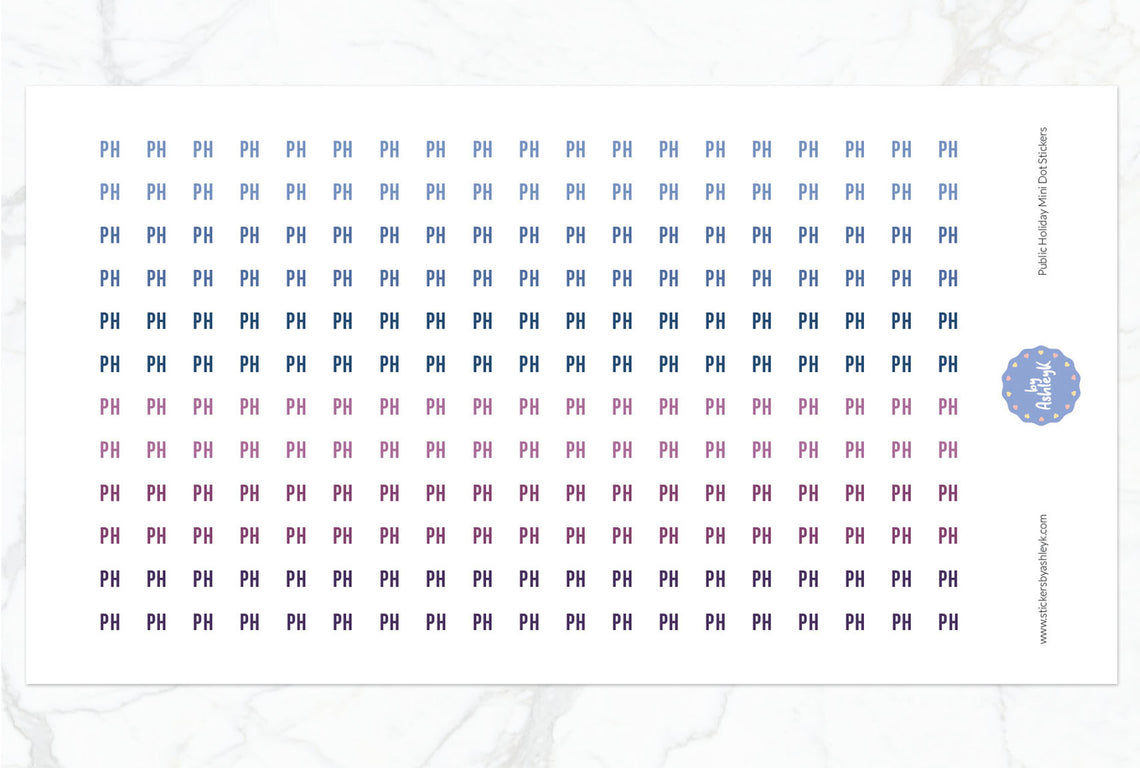 Public Holiday Mini Dot Planner Stickers - Blueberry