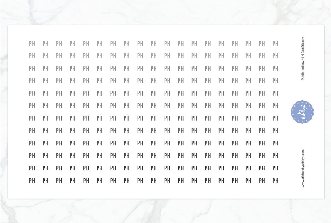 Public Holiday Mini Dot Planner Stickers - Monochrome