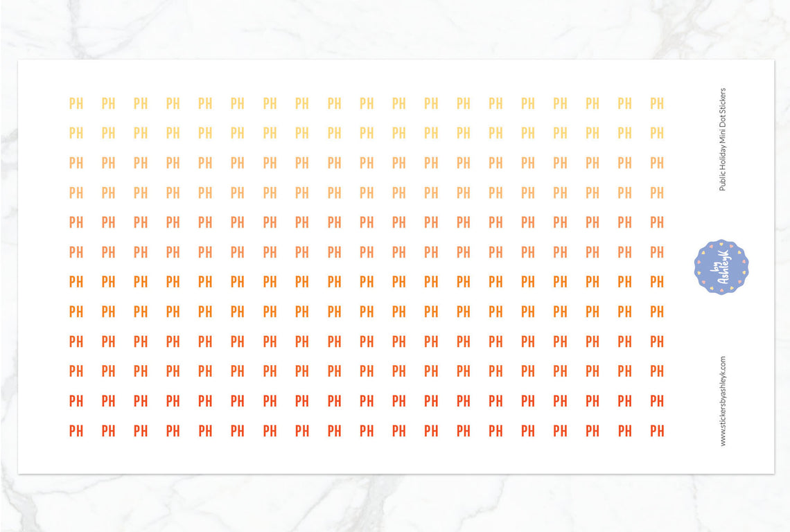 Public Holiday Mini Dot Planner Stickers - Orange