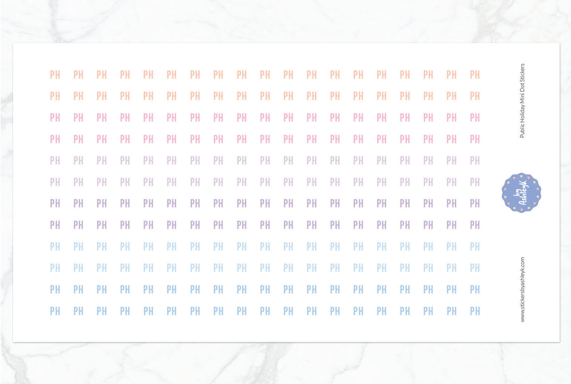 Public Holiday Mini Dot Planner Stickers - Pastel Sunset