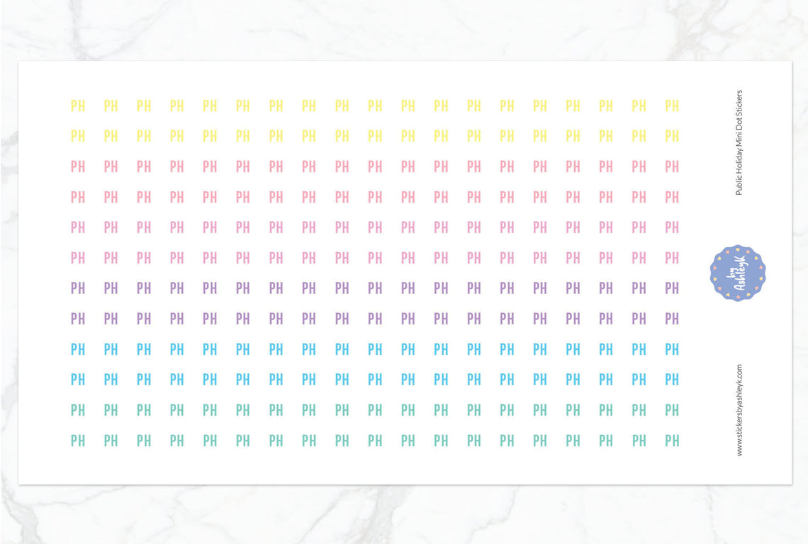 Public Holiday Mini Dot Planner Stickers - Pastel