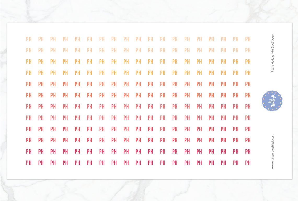 Public Holiday Mini Dot Planner Stickers - Peach