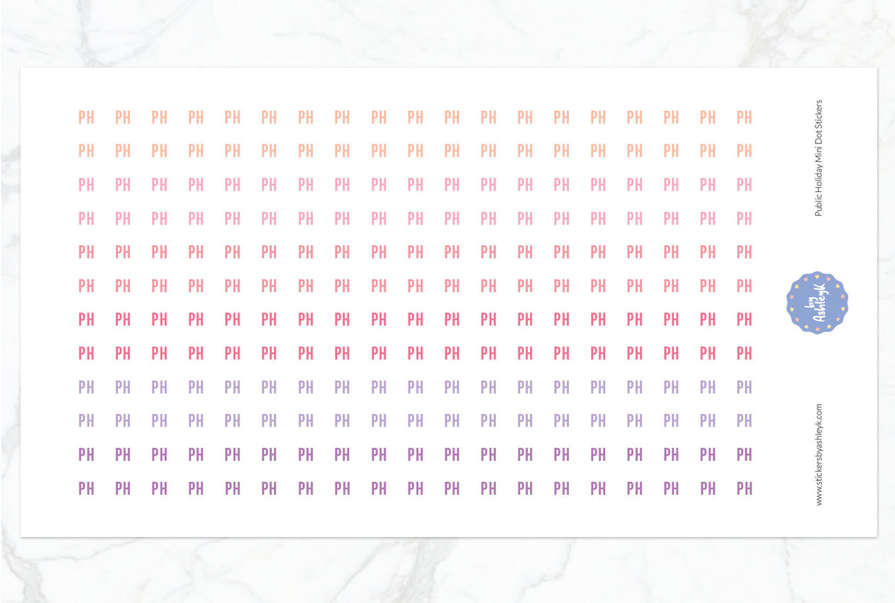 Public Holiday Mini Dot Planner Stickers - Raspberry