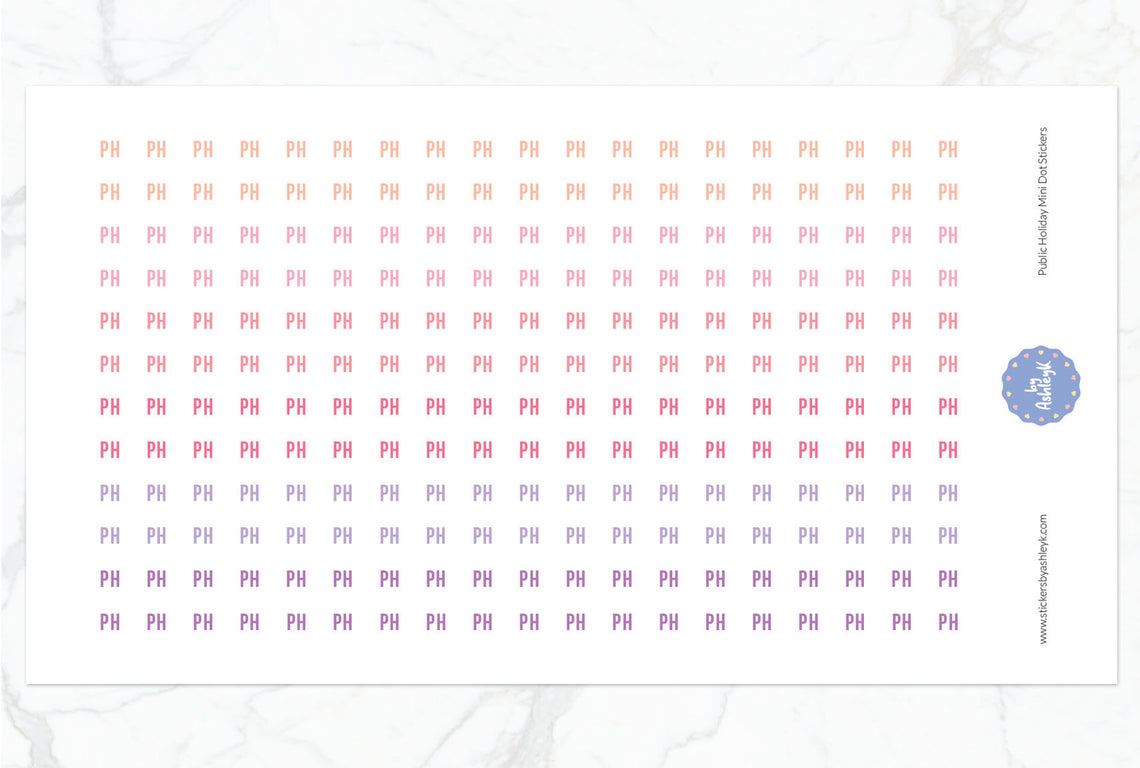 Public Holiday Mini Dot Planner Stickers - Raspberry