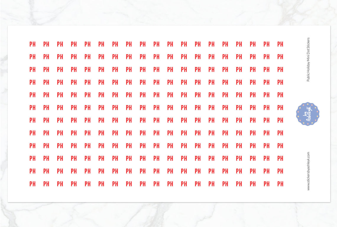 Public Holiday Mini Dot Planner Stickers - Red