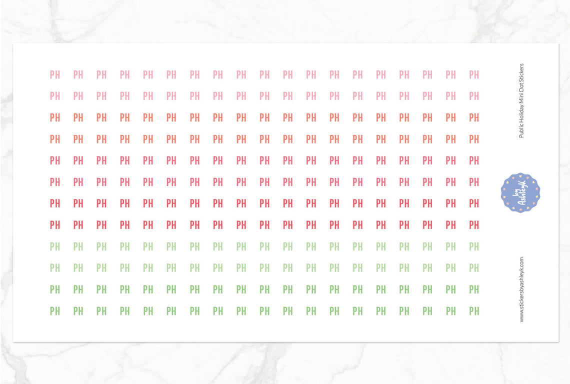 Public Holiday Mini Dot Planner Stickers - Strawberry