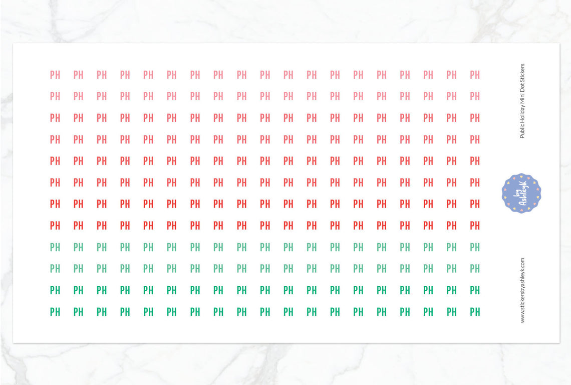 Public Holiday Mini Dot Planner Stickers - Watermelon
