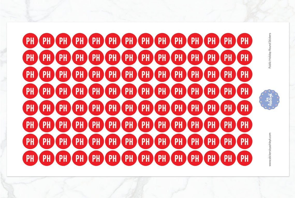 Public Holiday Round Planner Stickers