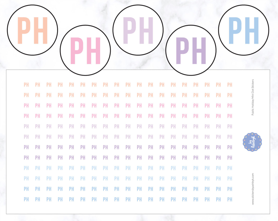 Public Holiday Mini Dot Planner Stickers