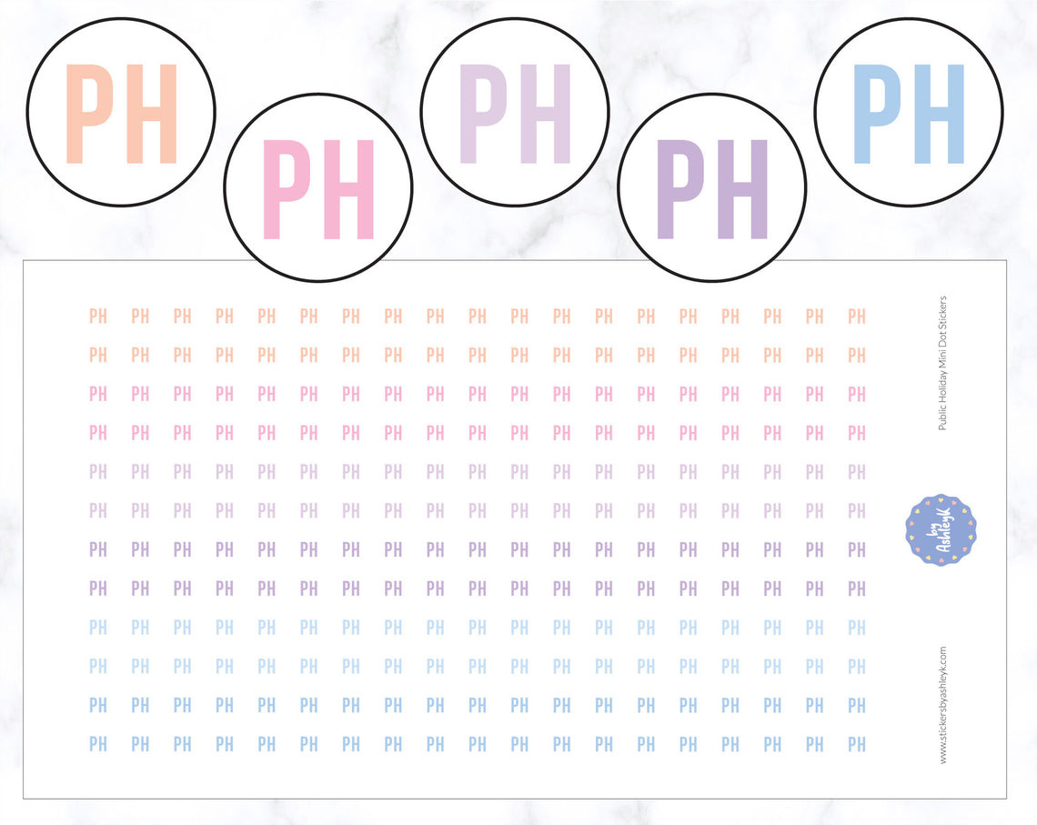 Public Holiday Mini Dot Planner Stickers