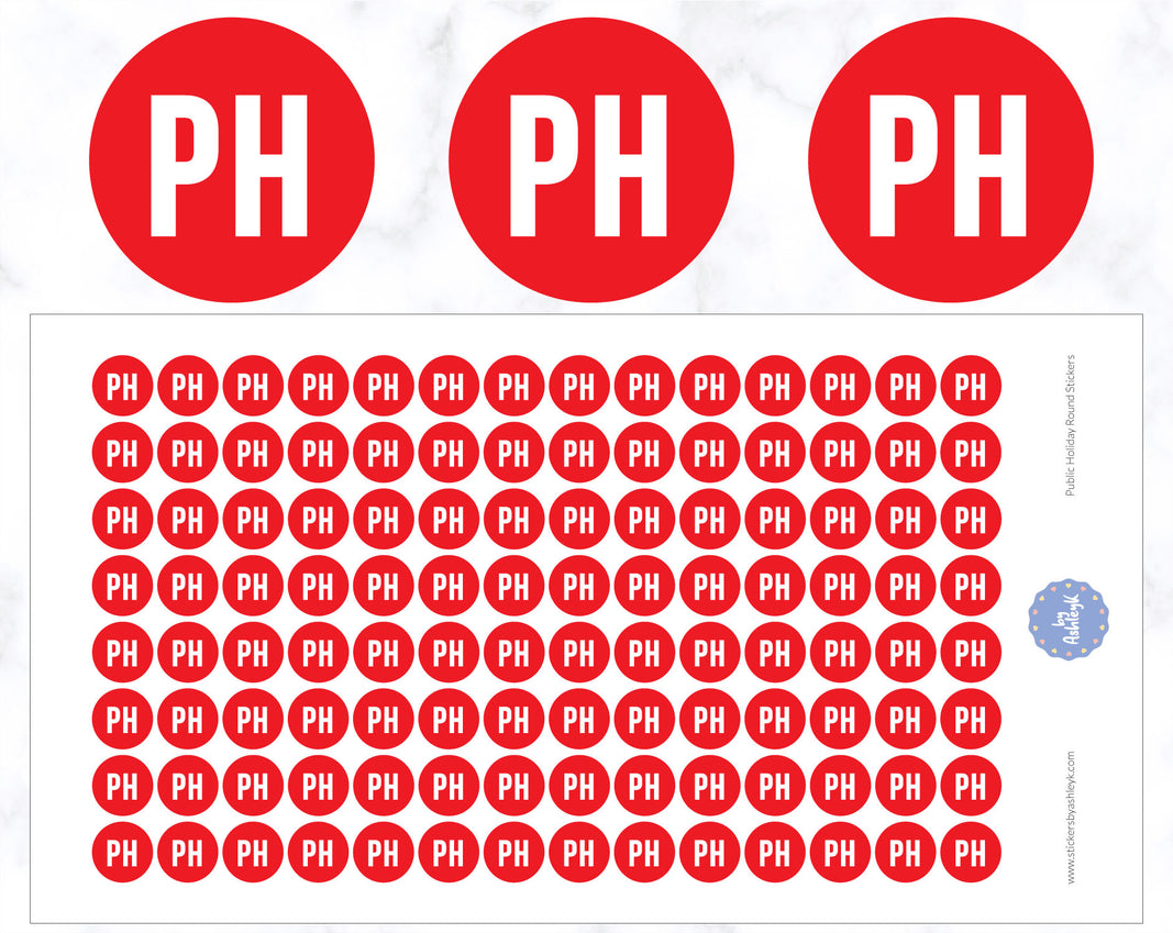 Public Holiday Round Planner Stickers