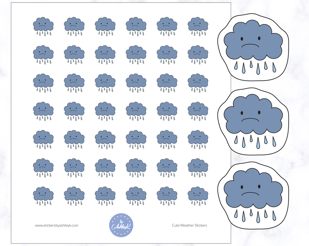 Rain Cute Weather Planner Stickers