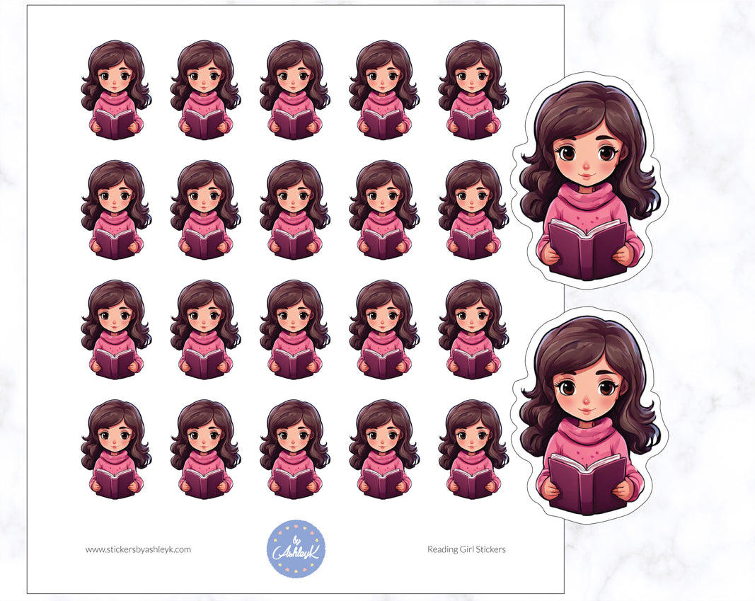 Reading Girl Stickers