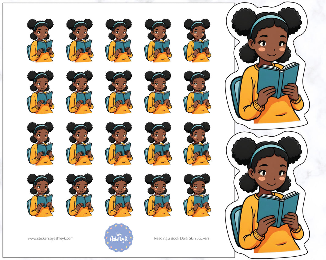 Reading a Book Dark Skin Stickers