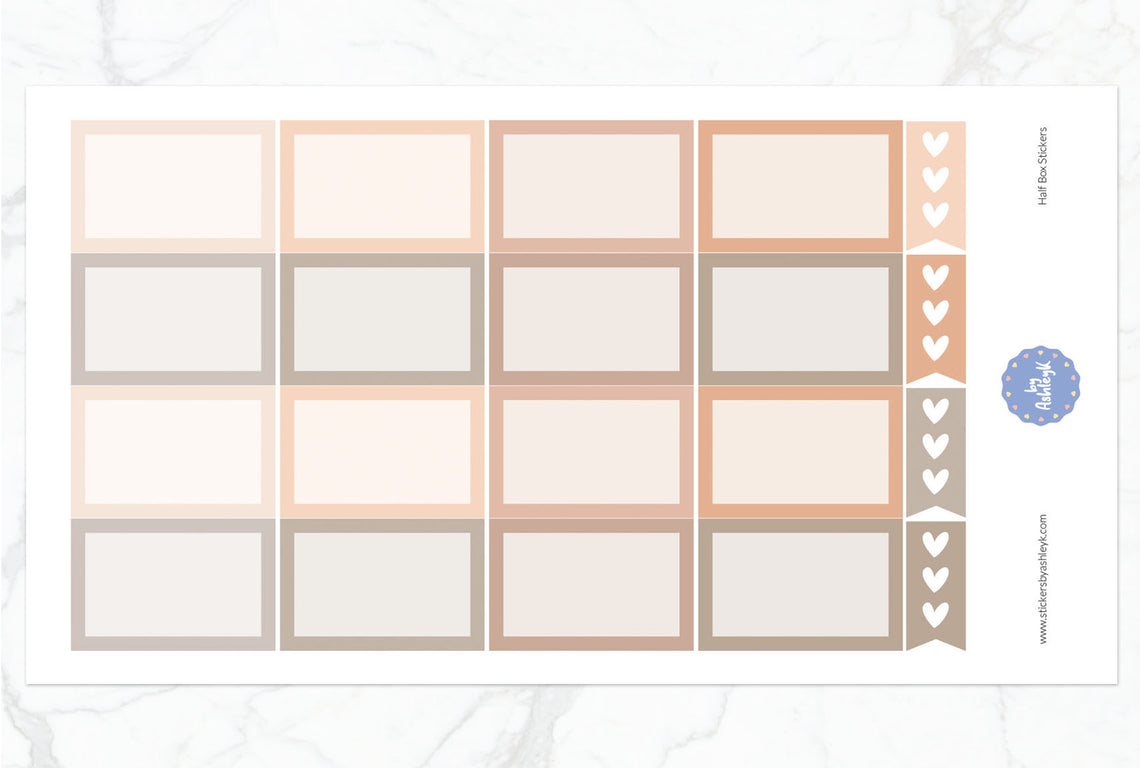 Half Box Stickers - Beige Neutral