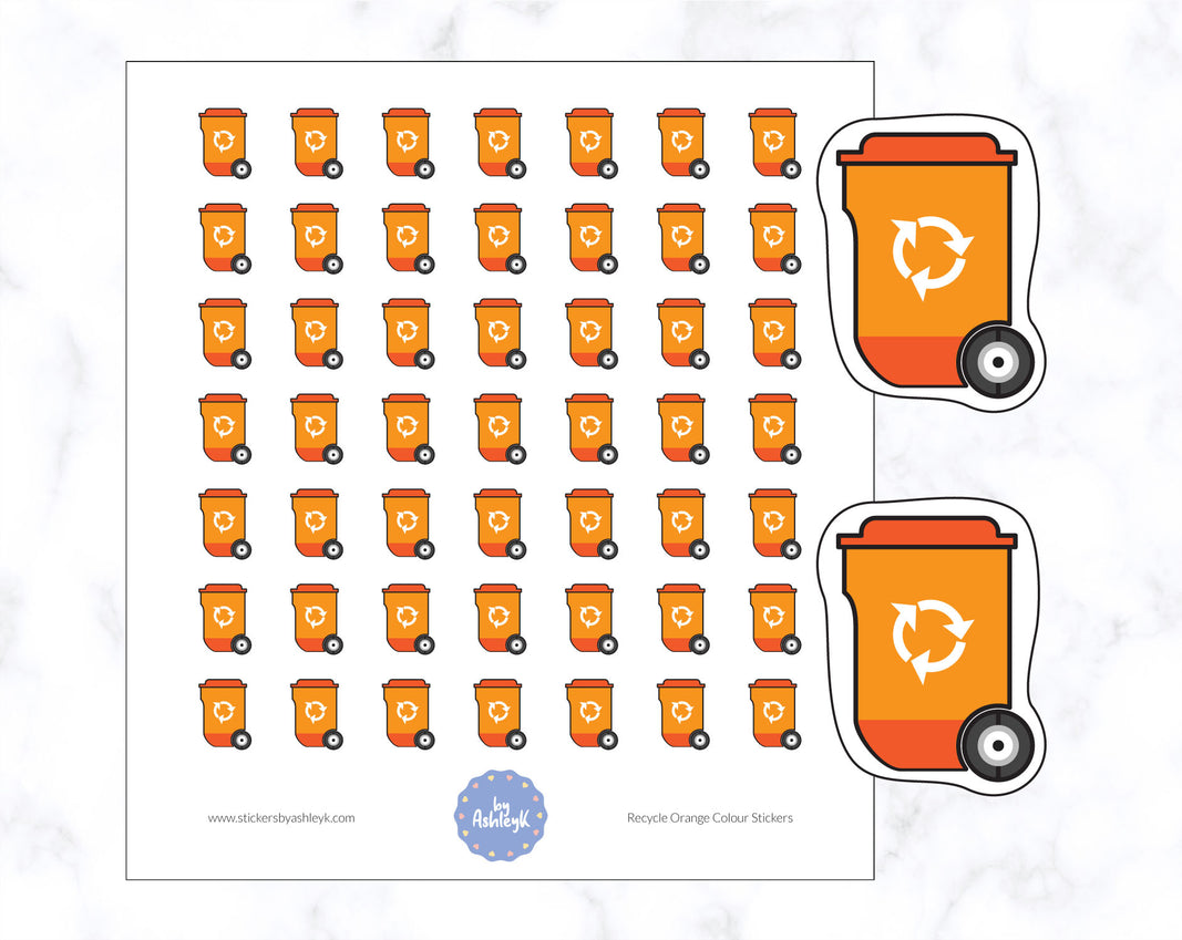 Recycle Housework Orange Colour Planner Stickers