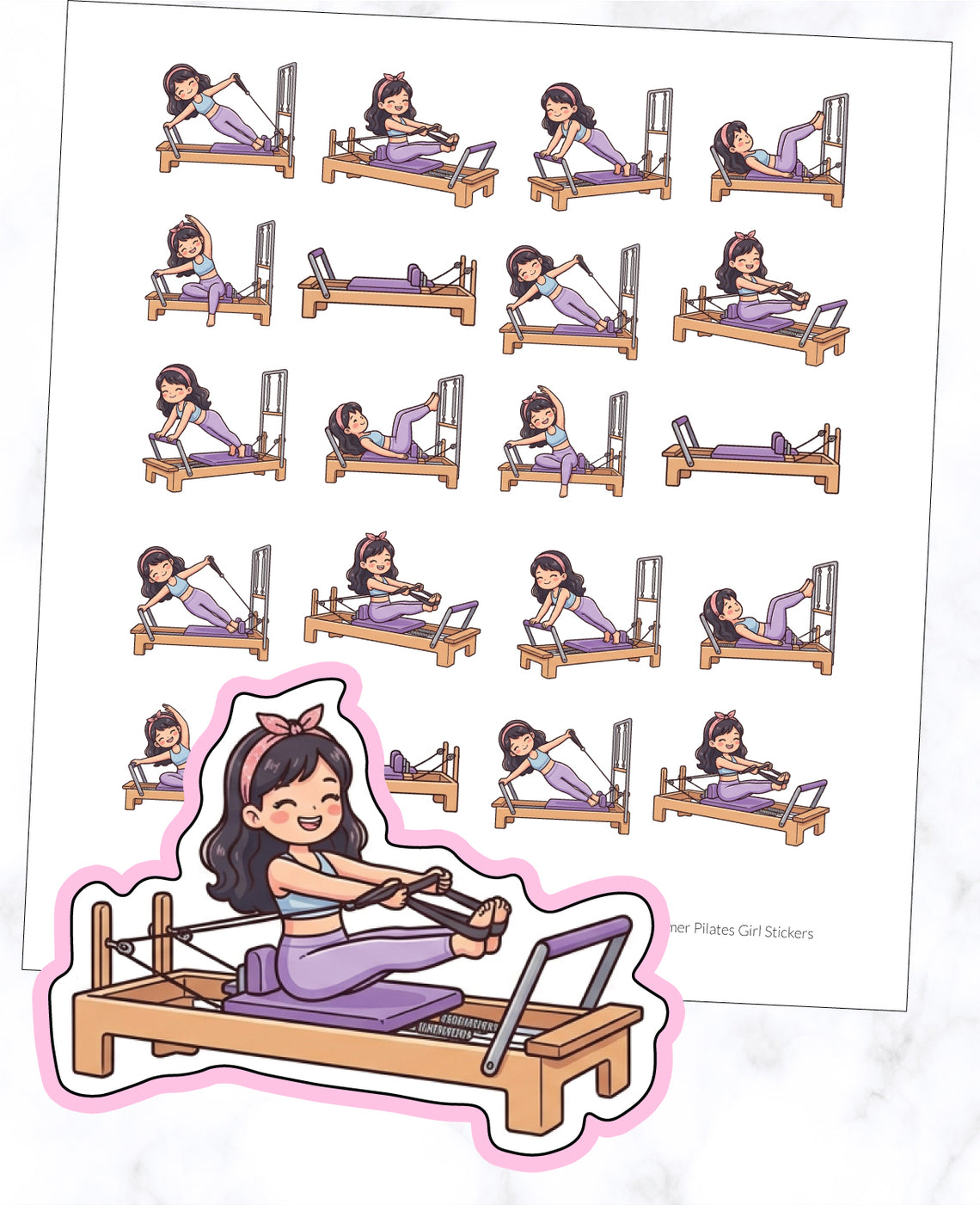 Reformer Pilates Girl Planner Stickers