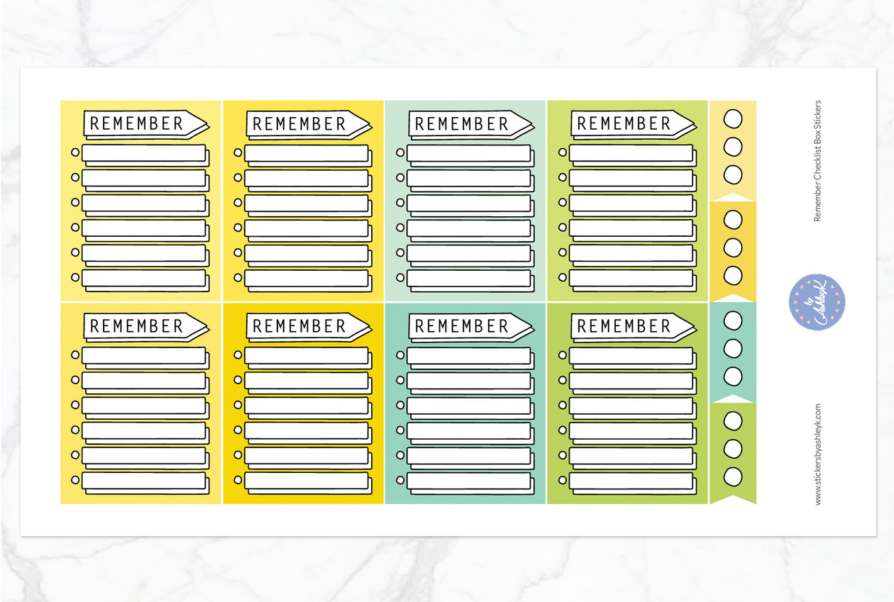 Remember Checklist Box Stickers - Lemon&Lime