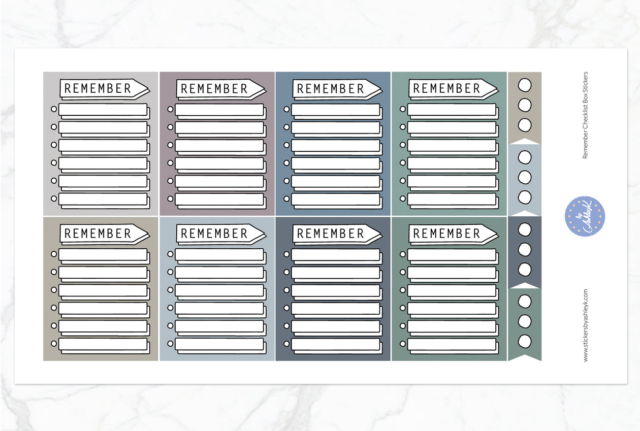 Remember Checklist Box Stickers - Modern Neutral