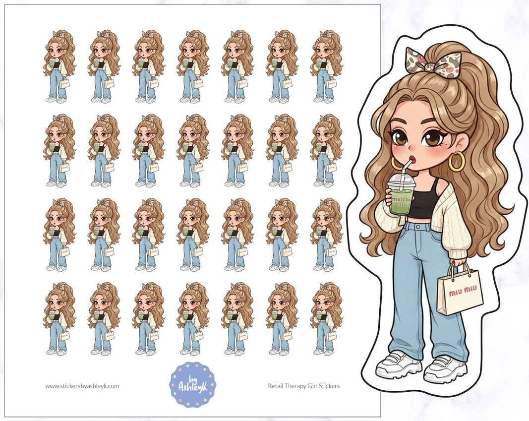 Retail Therapy Girl Stickers