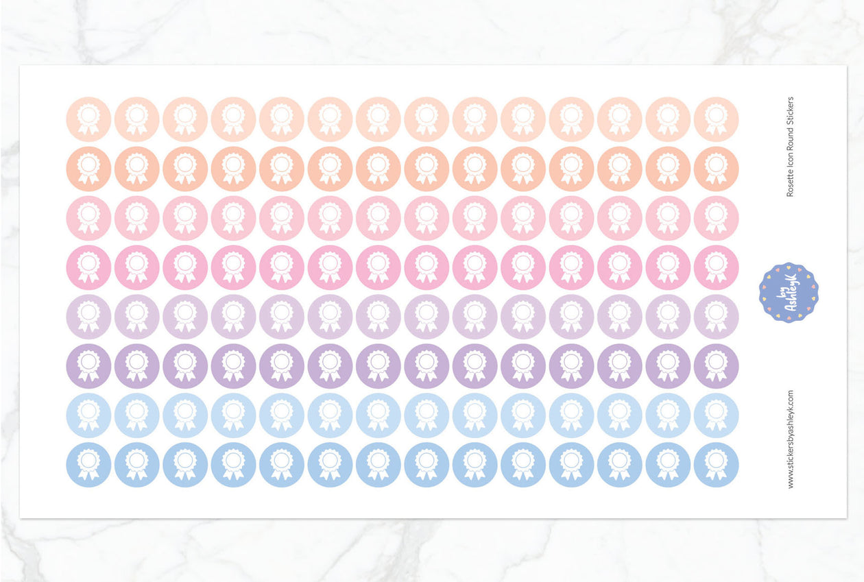 Rosette Icon Round Planner Stickers - Pastel Sunset