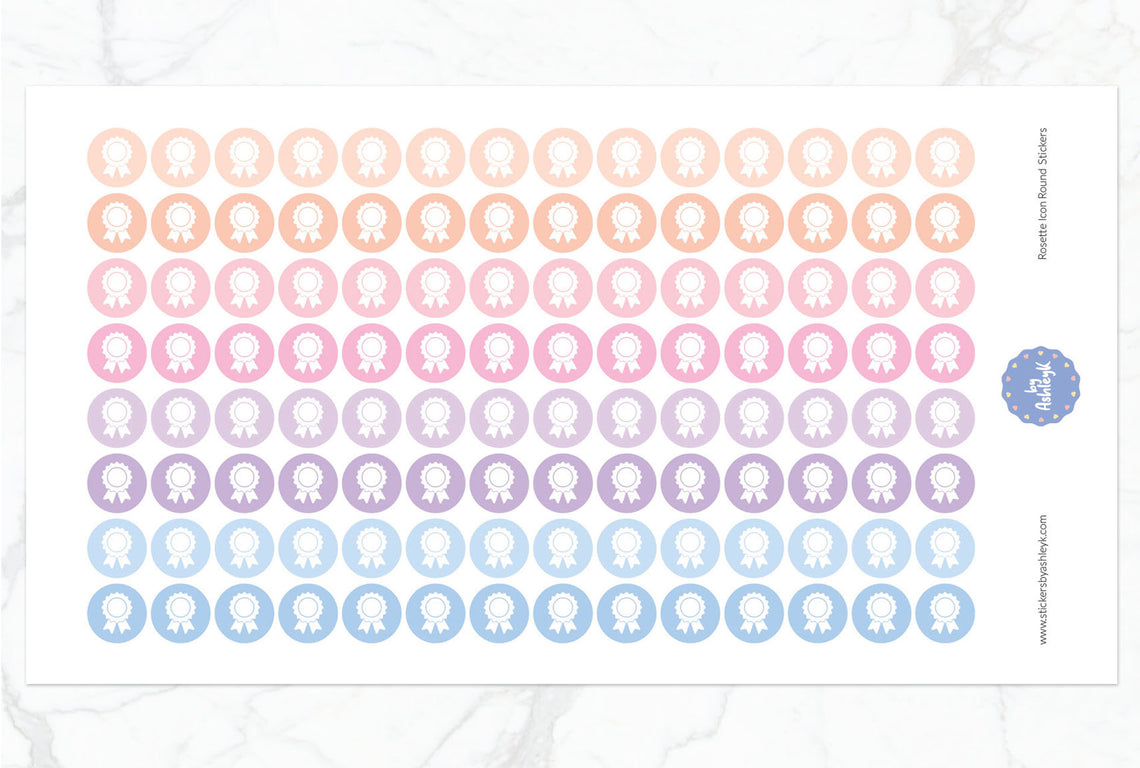 Rosette Icon Round Planner Stickers - Pastel Sunset