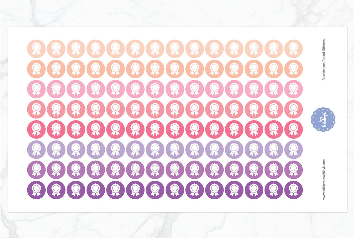 Rosette Icon Round Planner Stickers - Raspberry