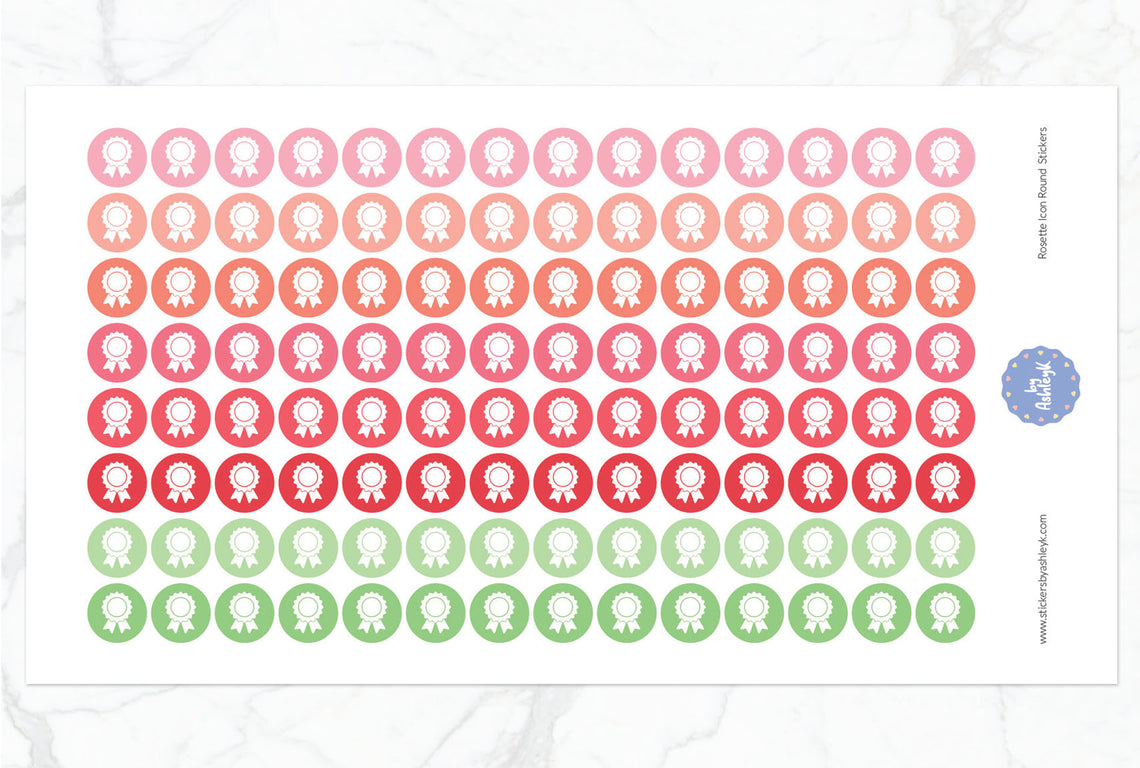 Rosette Icon Round Planner Stickers - Strawberry