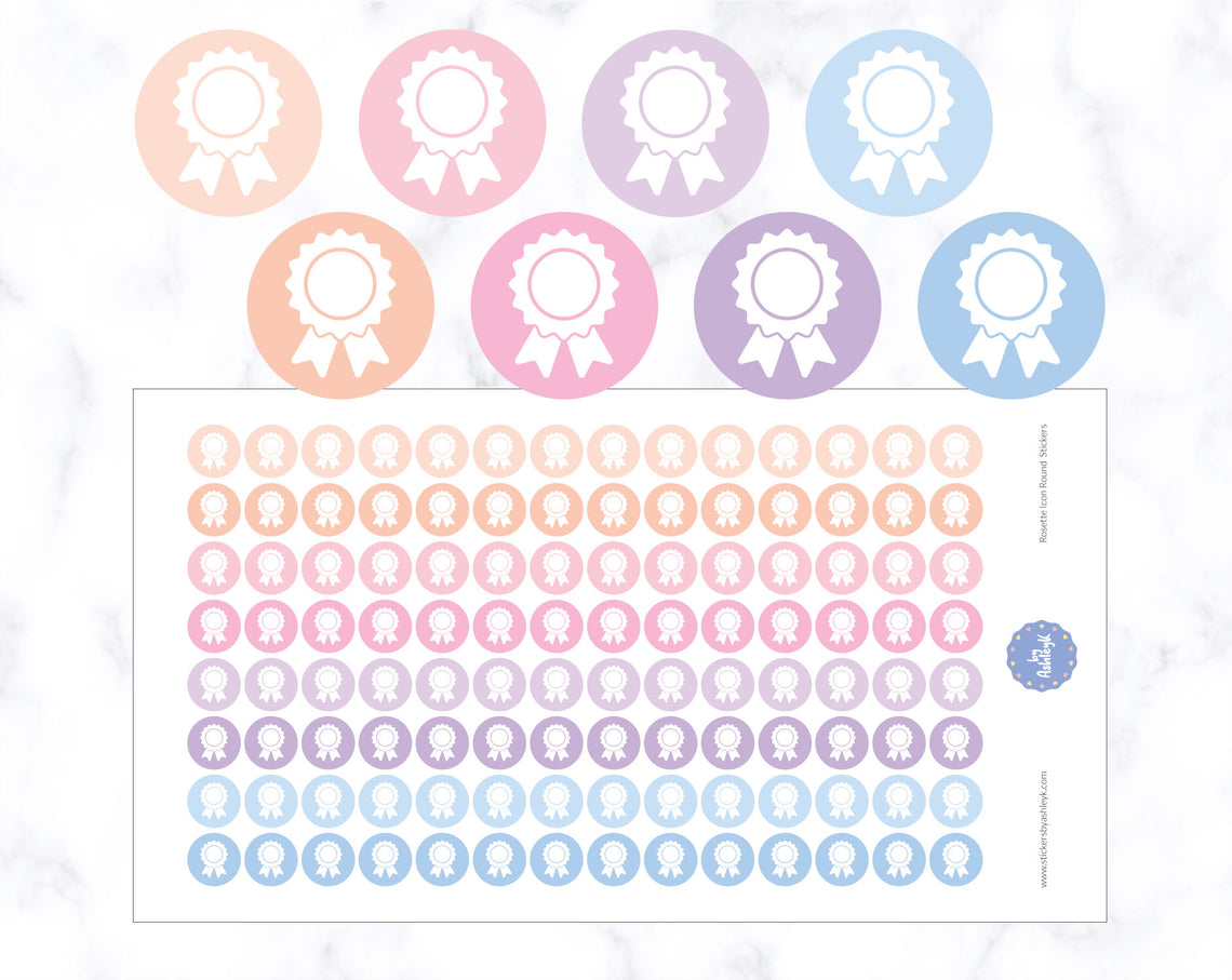 Rosette Icon Round Planner Stickers 