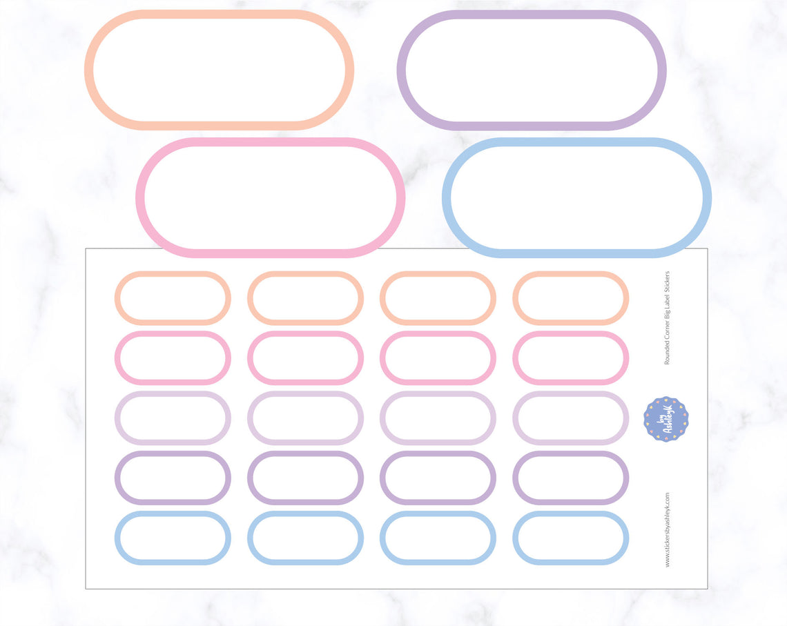 Rounded Corner Big Label Planner Stickers 