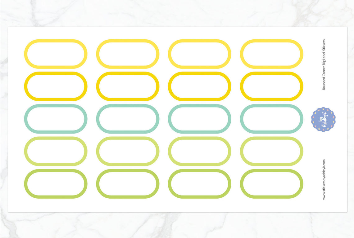 Rounded Corner Big Label Planner Stickers - Lemon&Lime