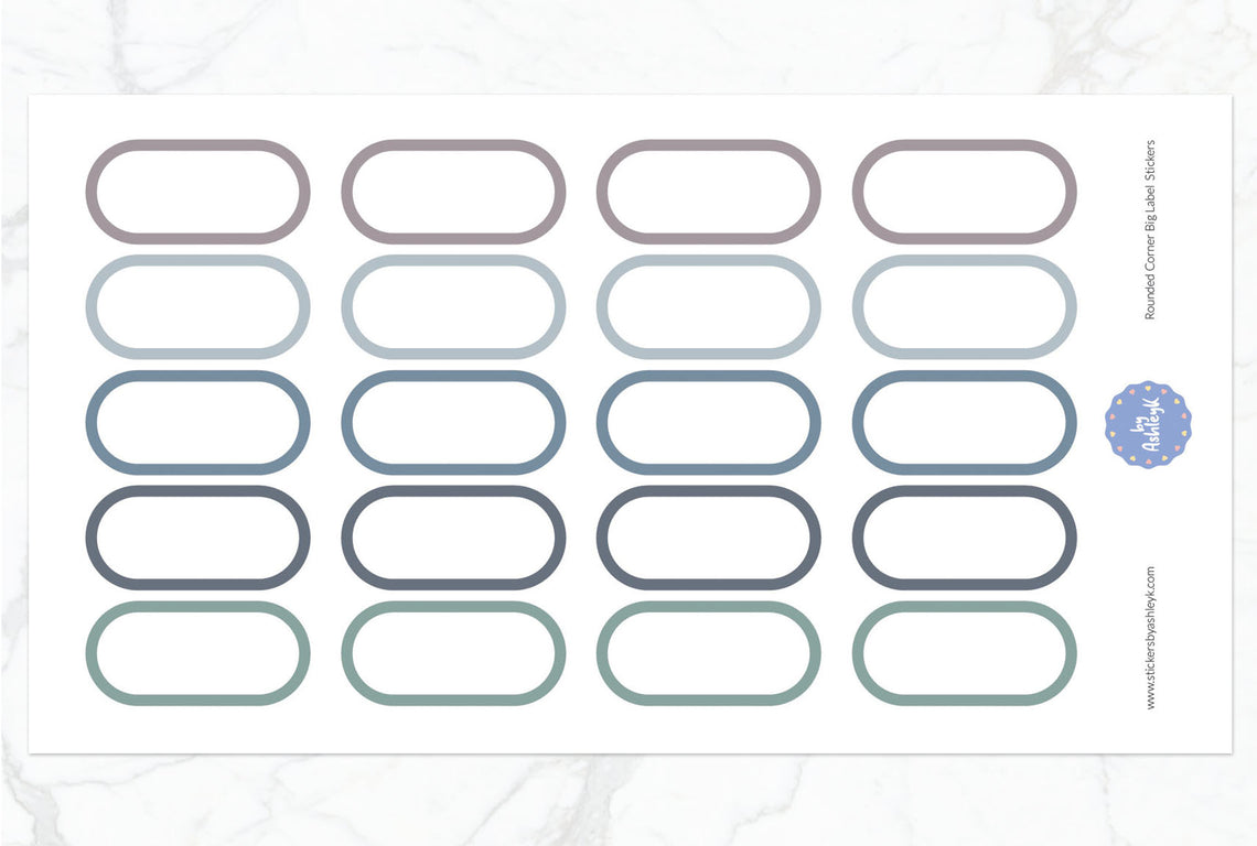 Rounded Corner Big Label Planner Stickers - Modern Neutral