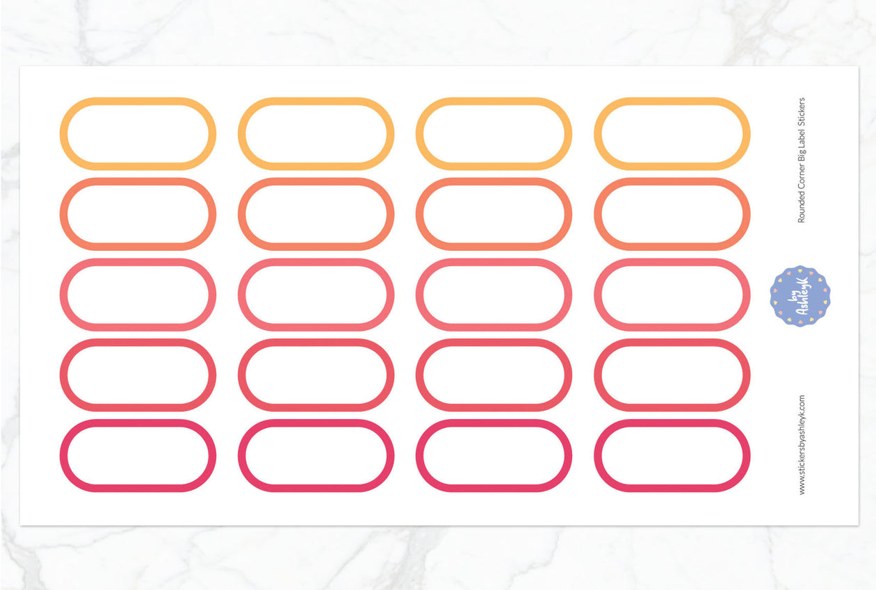 Rounded Corner Big Label Planner Stickers - Peach