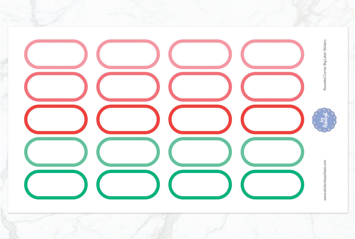 Rounded Corner Big Label Planner Stickers - Watermelon