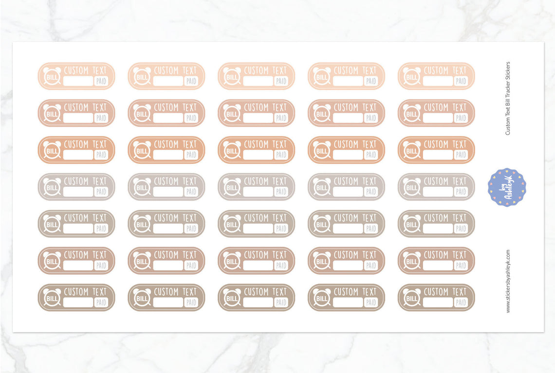 Custom Text Bill Tracker Rounded Corner Planner Stickers - Beige Neutral