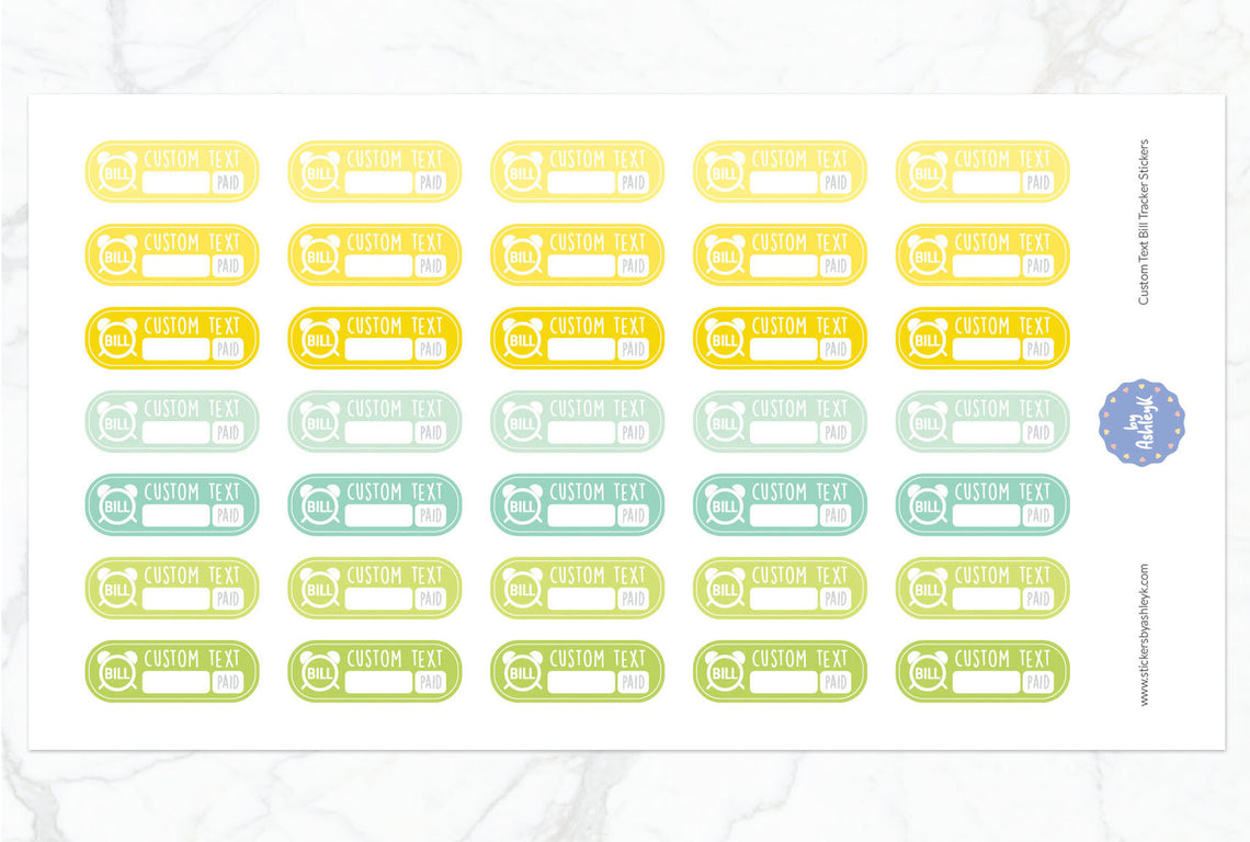 Custom Text Bill Tracker Rounded Corner Planner Stickers - Lemon&Lime