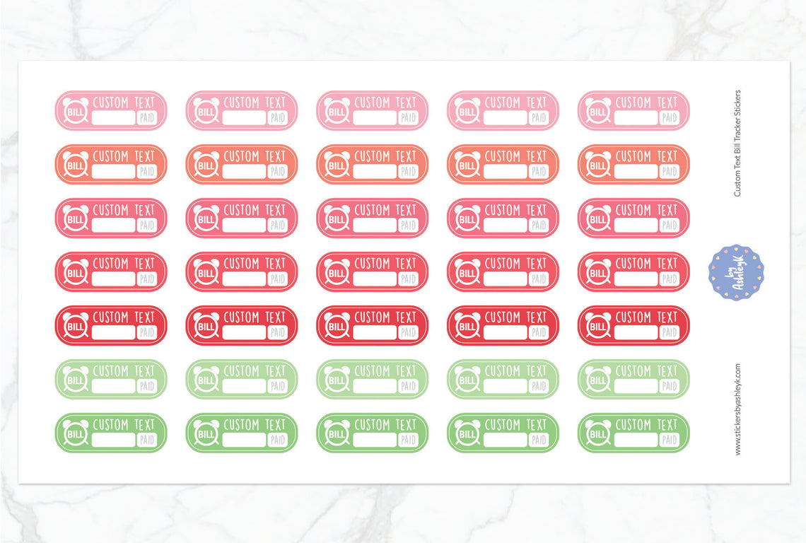 Custom Text Bill Tracker Rounded Corner Planner Stickers - Strawberry
