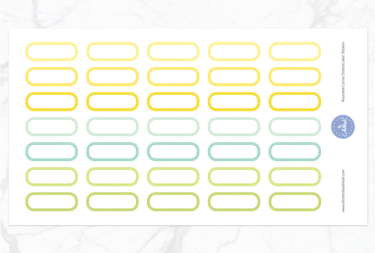 Rounded Corner Dotted Label Planner Stickers - Lemon&Lime
