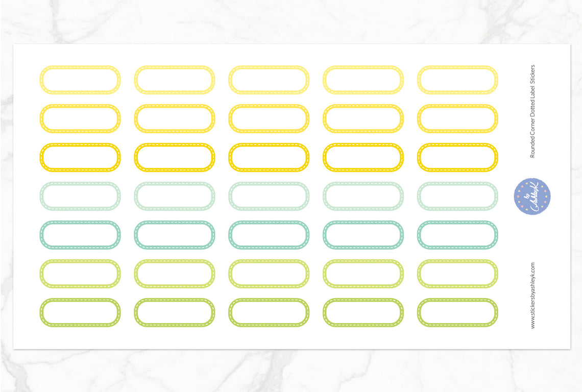Rounded Corner Dotted Label Planner Stickers - Lemon&Lime