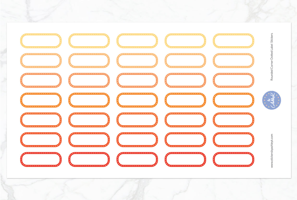 Rounded Corner Dotted Label Planner Stickers - Orange