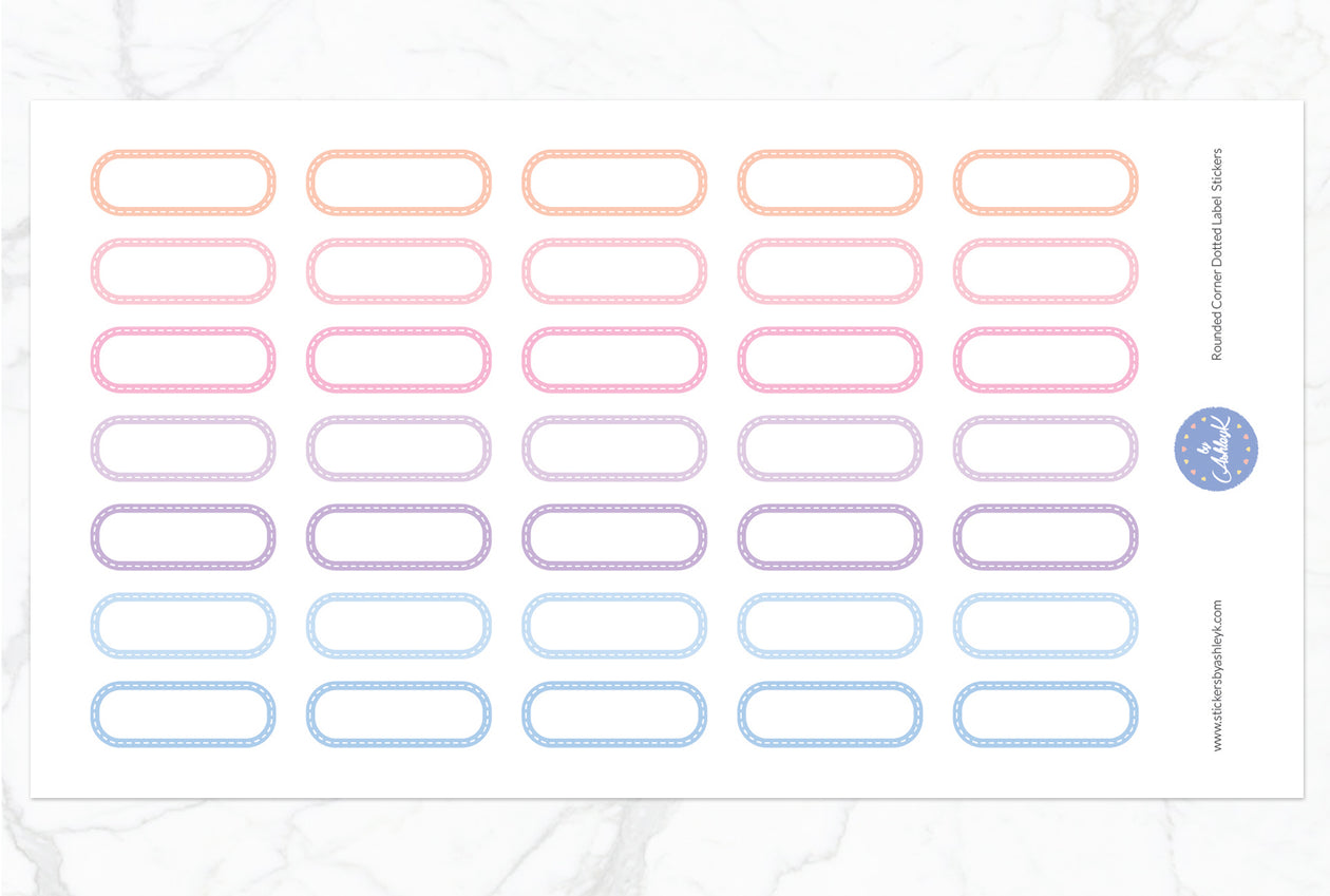 Rounded Corner Dotted Label Planner Stickers - Pastel Sunset